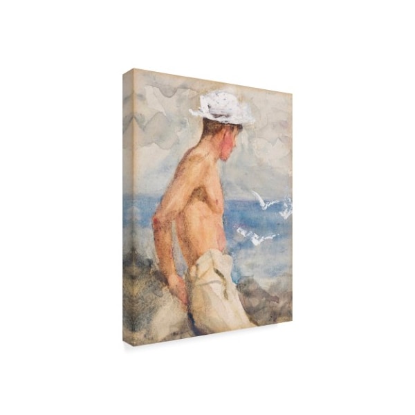 Trademark Fine Art Henry Scott Tuke 'Study Of A Young Man Looking Out To Sea' Canvas Art, 18x24 - BL02327-C1824GG
