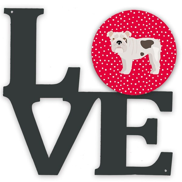 Carolines Treasures 11.5 x 11.75 in. English Bulldog No.2 Love Metal Artwork Wall Decor - CK5831WALV