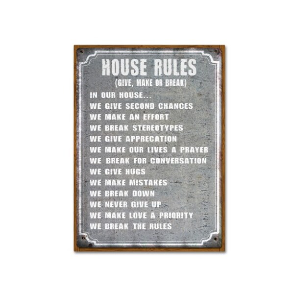 Trademark Fine Art ALI Chris 'House Rules' Canvas Art, 24x32 - ALI15470-C2432GG