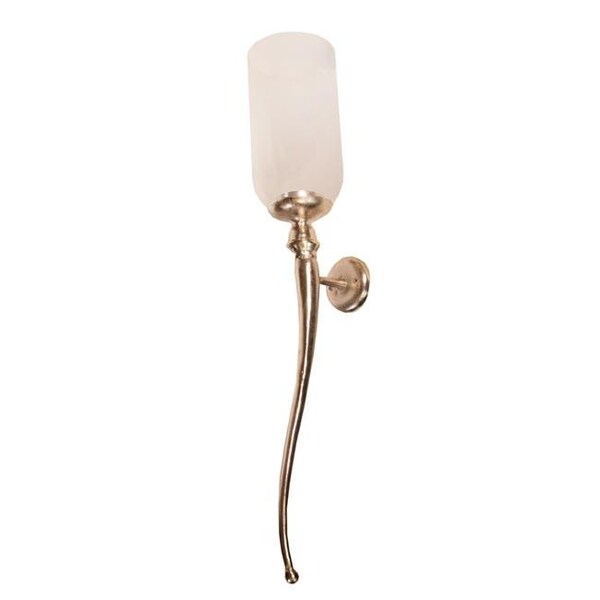 Privilege Privilege 96043 5.75 x 5.75 x 32.5 in. Aluminum Sconce with Glass Candle Ecasing; Large - Raw Nickel - 96043