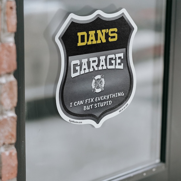 Signmission Dan's Garage I Can Fix Everything But Stupid, 6 inch X 6 inch, Vinyl Decal, 2PK - SHI-D-2PACK-6-490-DAN