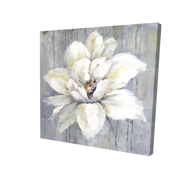 Fondo 12 x 12 in. White Flower on Wood-Print on Canvas - FO2789212
