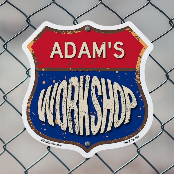 Signmission Adam's Workshop, 6 Inch X 6 Inch, Plastic Sign - SHI-P-6-489-ADAM