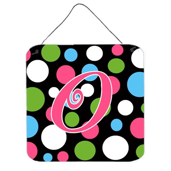 Micasa Letter O Initial Monogram - Polkadots And Pink Aluminium Metal Wall Or Door Hanging Prints - MI10835