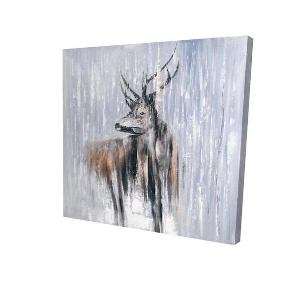 Fondo 12 x 12 in. Deer in the Forest by A Rainy Day-Print on Canvas - FO2788965