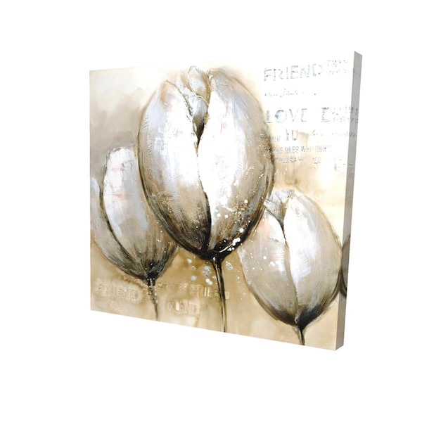 Begin Home Decor 16 x 16 in. Three Tulips with Typography-Print on Canvas - 2080-1616-FL46