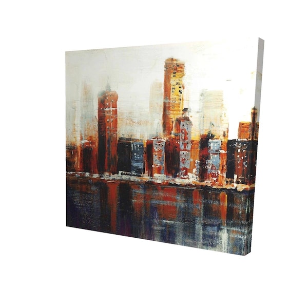 Fondo 16 x 16 in. Abstract Red Cityscape-Print on Canvas - FO2787130