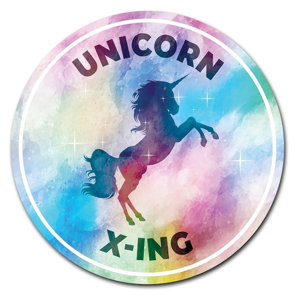 Signmission Unicorn Xing Circle Vinyl Laminated Decal - D-36-CIR-UNICORN XING