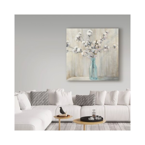 Trademark Fine Art Julia Purinton 'Cotton Bouquet In Bottle' Canvas Art, 14x14 - WAP05459-C1414GG