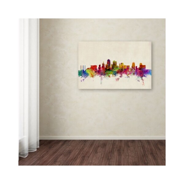 Trademark Fine Art Michael Tompsett 'Kansas City Watercolor Skyline' Canvas Art, 16x24 - MT0426-C1624GG