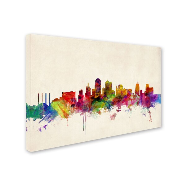 Trademark Fine Art Michael Tompsett 'Kansas City Watercolor Skyline' Canvas Art, 16x24 - MT0426-C1624GG