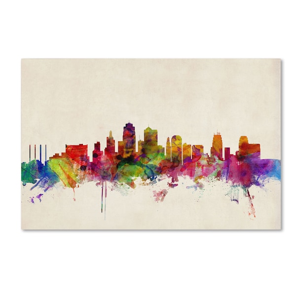 Trademark Fine Art Michael Tompsett 'Kansas City Watercolor Skyline' Canvas Art, 16x24 - MT0426-C1624GG