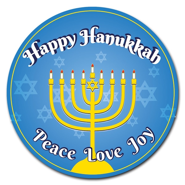 Signmission Happy Hanukkah Circle Corrugated Plastic Sign - C-8-CIR-HAPPY HANUKKAH 2