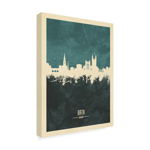 Trademark Fine Art Michael Tompsett 'Bath England Skyline Cityscape Teal' Canvas Art, 24x32 - MT02698-C2432GG