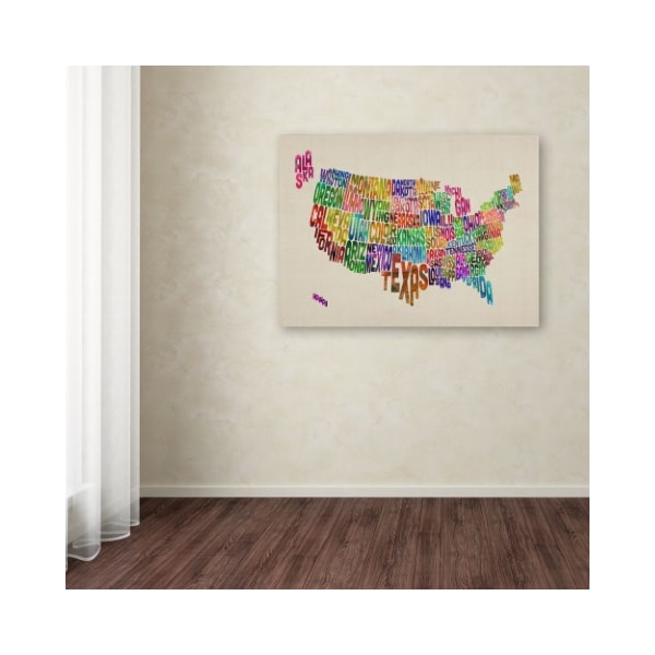 Trademark Fine Art Michael Tompsett 'USA States Text Map' Canvas Art, 30x47 - MT0212-C3047GG