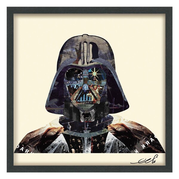 Solid Storage Supplies Hand Made Signed Art Collage by EAD Artists Co-Op Under Tempered Glass in Black Frame - Dark Side - SO1542758