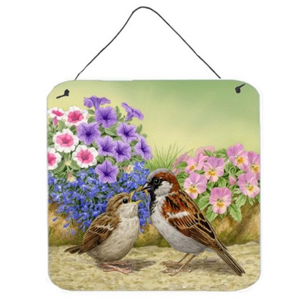 Micasa House Sparrows Feeding Time Wall or Door Hanging Prints - MI252874