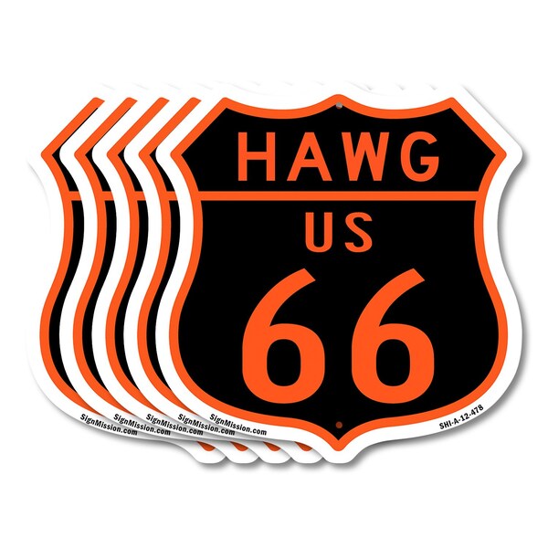 Signmission Hawg Us 66, 12 inch X 12 inch, Aluminum Metal Sign, 5PK - SHI-A-5PACK-12-478