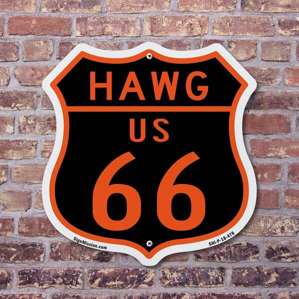 Signmission Hawg Us 66, 12 inch X 12 inch, Aluminum Metal Sign, 5PK - SHI-A-5PACK-12-478