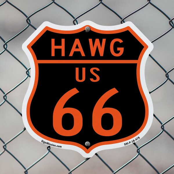 Signmission Hawg Us 66, 12 inch X 12 inch, Aluminum Metal Sign, 5PK - SHI-A-5PACK-12-478