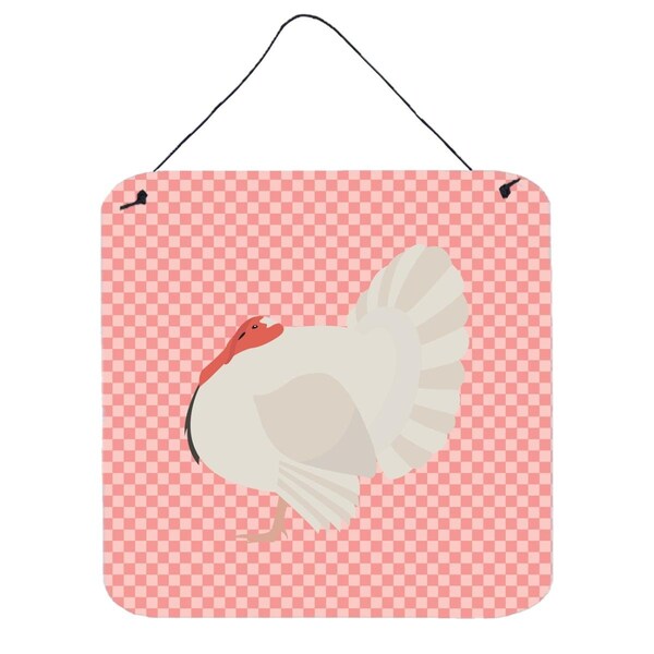 Micasa White Holland Turkey Pink Check Wall or Door Hanging Prints6 x 6 in. - MI225964