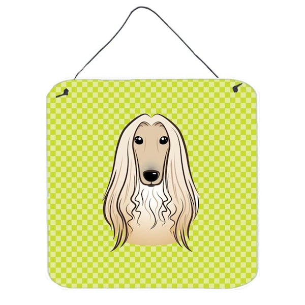 Micasa Checkerboard Lime Green Afghan Hound Aluminum Metal Wall Or Door Hanging Prints6 x 6 In. - MI256029