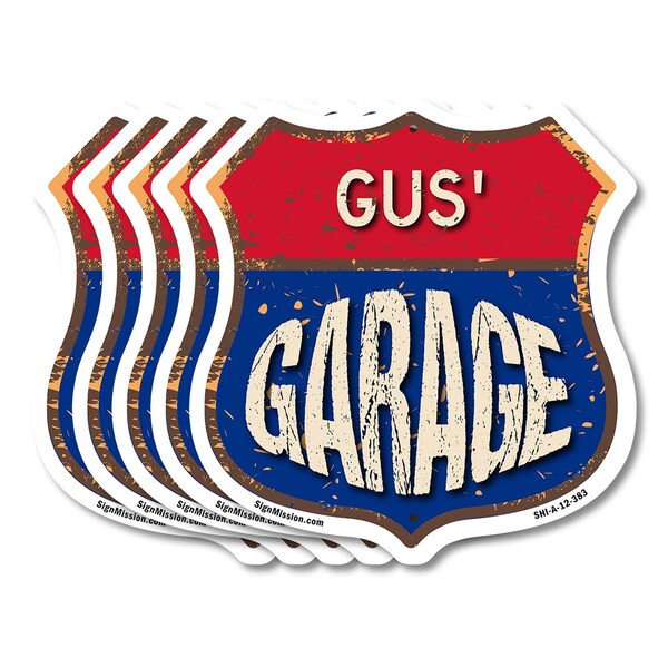 Signmission Gus's Garage, 12 inch X 12 inch, Aluminum Metal Sign, 5PK - SHI-A-5PACK-12-383-GUS
