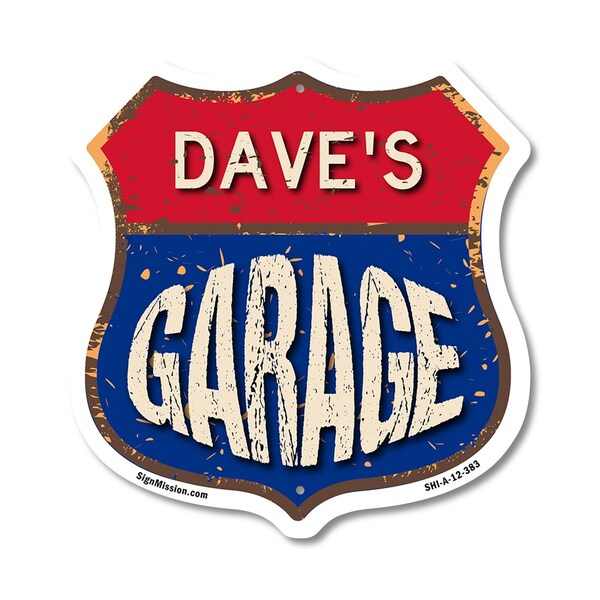 Signmission Dave's Garage, 12 Inch X 12 Inch, Aluminum Metal Sign - SHI-A-12-383-DAVE