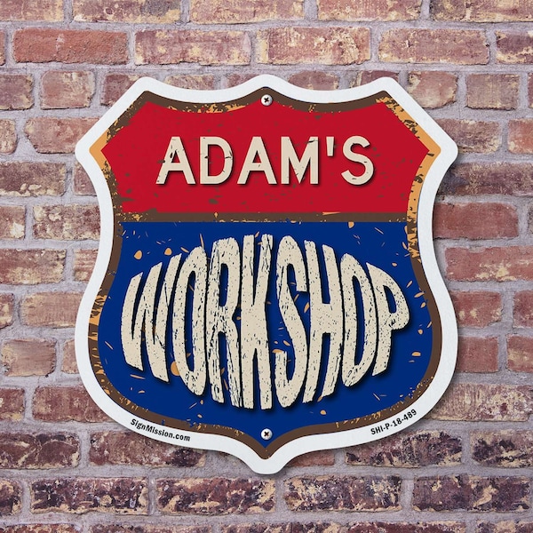 Signmission Adam's Workshop, 18 Inch X 18 Inch, Plastic Sign - SHI-P-18-489-ADAM