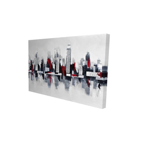 Fondo 20 x 30 in. Grey & Red Cityscape-Print on Canvas - FO2789981