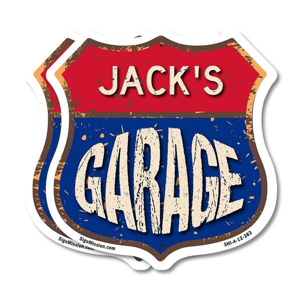 Signmission Jack's Garage, 12 inch X 12 inch, Plastic Sign, 2PK - SHI-P-2PACK-12-383-JACK
