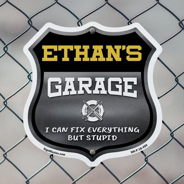 Signmission Ethan's Garage I Can Fix Everything But Stupid, 18 inch X 18 inch, Plastic Sign, 2PK - SHI-P-2PACK-18-490-ETHAN