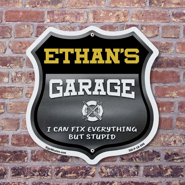 Signmission Ethan's Garage I Can Fix Everything But Stupid, 18 inch X 18 inch, Plastic Sign, 2PK - SHI-P-2PACK-18-490-ETHAN