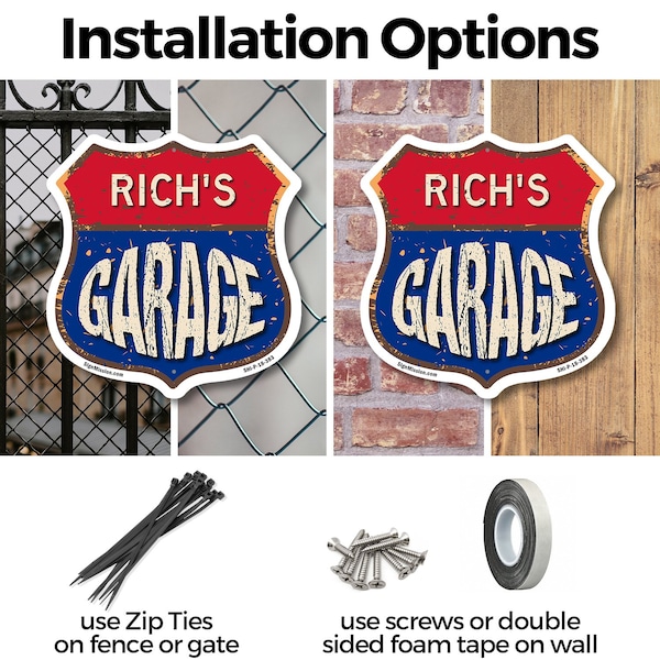 Signmission Rich's Garage, 6 inch X 6 inch, Plastic Sign, 2PK - SHI-P-2PACK-6-383-RICH