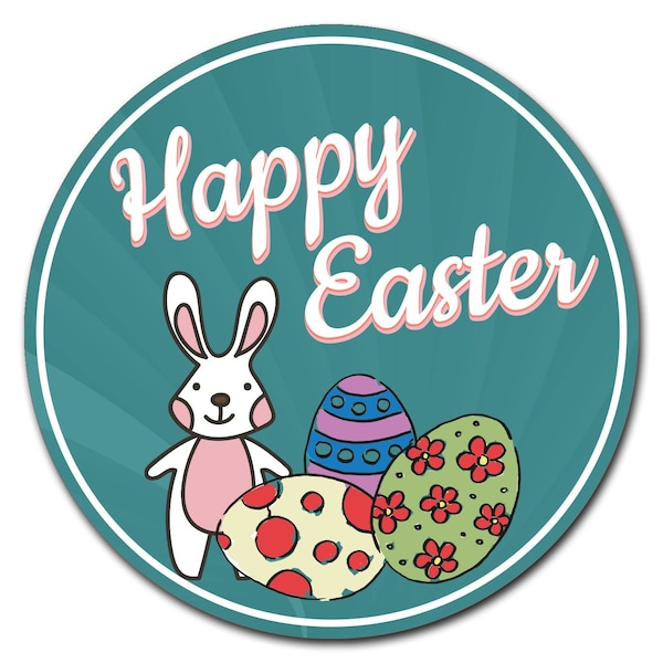 Signmission Happy Easter 2 Circle Corrugated Plastic Sign - C-16-CIR-HAPPY EASTER