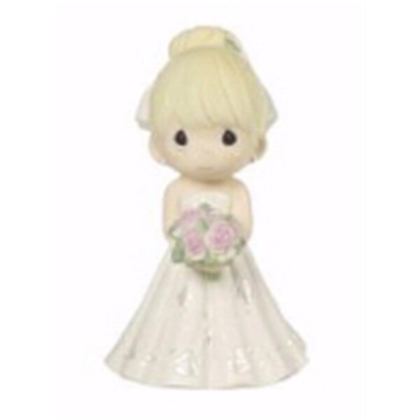 Dwellingdesigns 5 in. Figurine Bride Wedding Cake Topper - Blond Hair Light Skin Tone - DW1684160