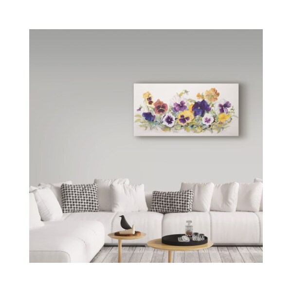 Trademark Fine Art Joanne Porter 'Pansies Faces' Canvas Art, 12x24 - ALI30420-C1224GG