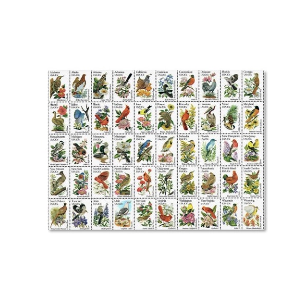 Trademark Fine Art Vintage Apple Collection '50 Birds' Canvas Art, 24x32 - ALI6252-C2432GG