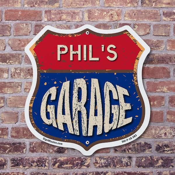 Signmission Phil's Garage, 12 Inch X 12 Inch, Plastic Sign - SHI-P-12-383-PHIL