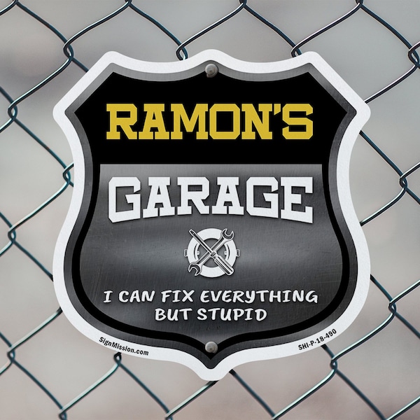 Signmission Ramon's Garage I Can Fix Everything But Stupid, 6 inch X 6 inch, Plastic Sign, 2PK - SHI-P-2PACK-6-490-RAMON
