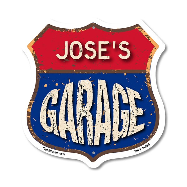 Signmission Jose's Garage, 6 Inch X 6 Inch, Plastic Sign - SHI-P-6-383-JOSE