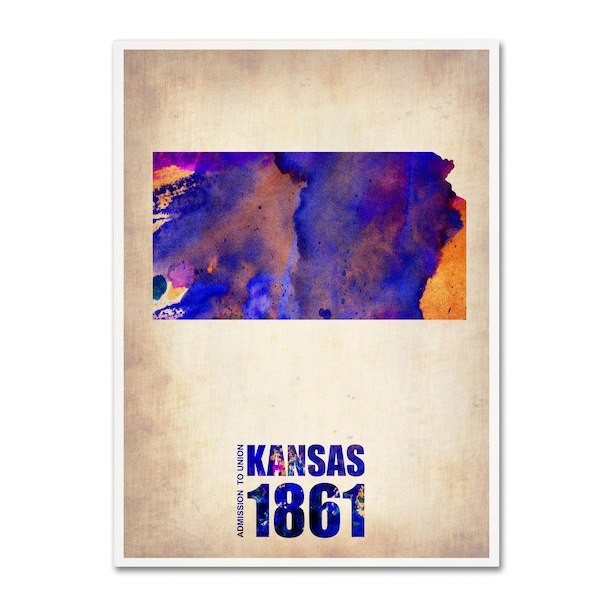 Trademark Fine Art Naxart 'Kansas Watercolor Map' Canvas Art, 18x24 - ALI0176-C1824GG