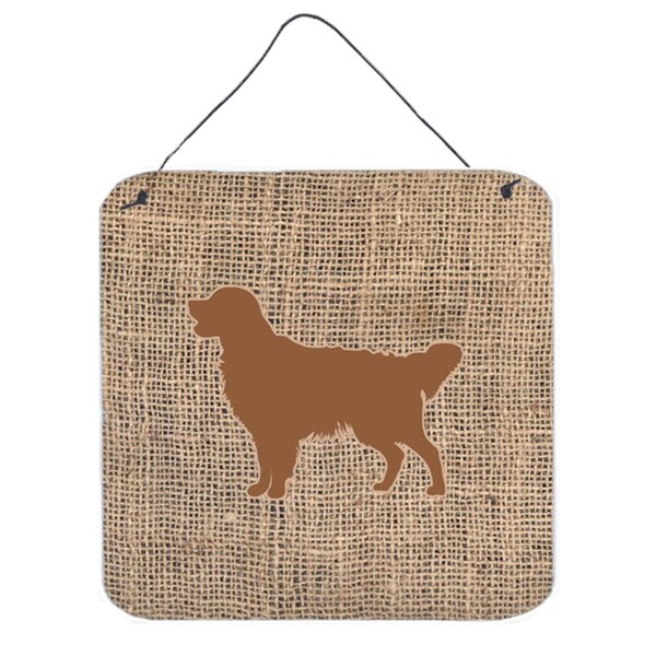 Micasa Golden Retriever Burlap And Brown Aluminium Metal Wall Or Door Hanging Prints - MI236340