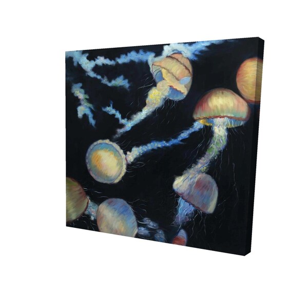Begin Home Decor 32 x 32 in. Colorful Jellyfishes in the Dark-Print on Canvas - 2080-3232-AN433