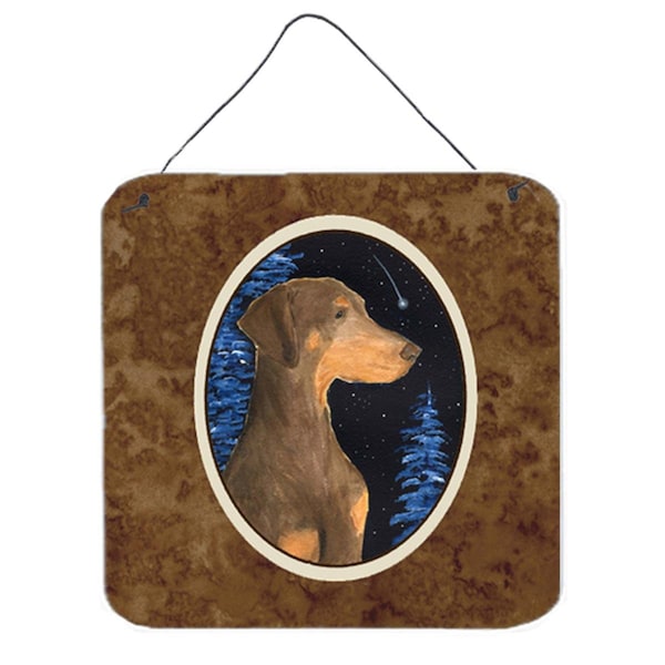 Micasa 6 x 6 in. Starry Night Doberman Aluminium Metal Wall or Door Hanging Prints - MI238502
