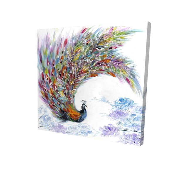 Fondo 16 x 16 in. Colorful Peacock with Flowers-Print on Canvas - FO2789349