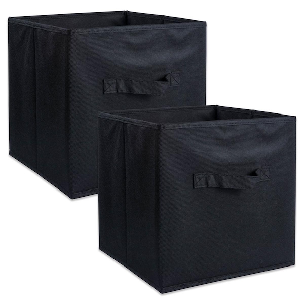 Convenience Concepts 11 x 11 x 11 in. Nonwoven Pp Solid Square Storage Cube, Black - Set of 2 - HI2567741