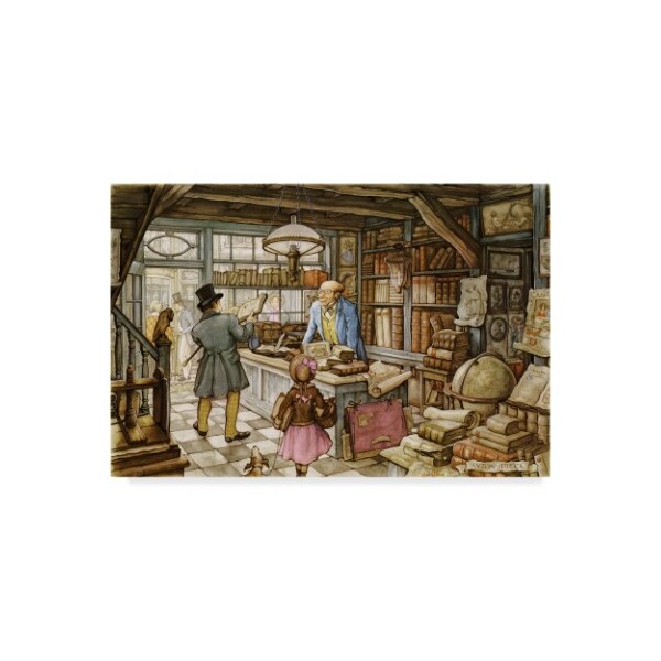 Trademark Fine Art Anton Pieck 'Vintage Book Store' Canvas Art, 16x24 - ALI38394-C1624GG