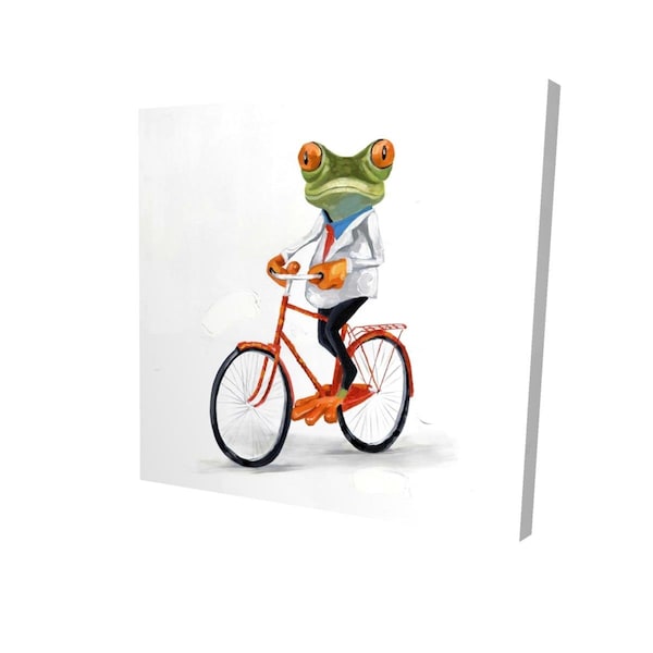 Fondo 32 x 32 in. Funny Frog Riding A Bike-Print on Canvas - FO2792139