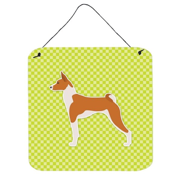 Carolines Treasures Basenji Checkerboard Green Wall or Door Hanging Prints - BB3874DS66